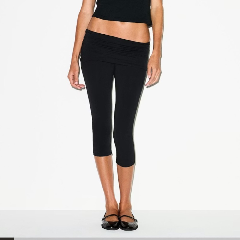 Skims Black COTTON JERSEY FOLDOVER CAPRI Leggings
